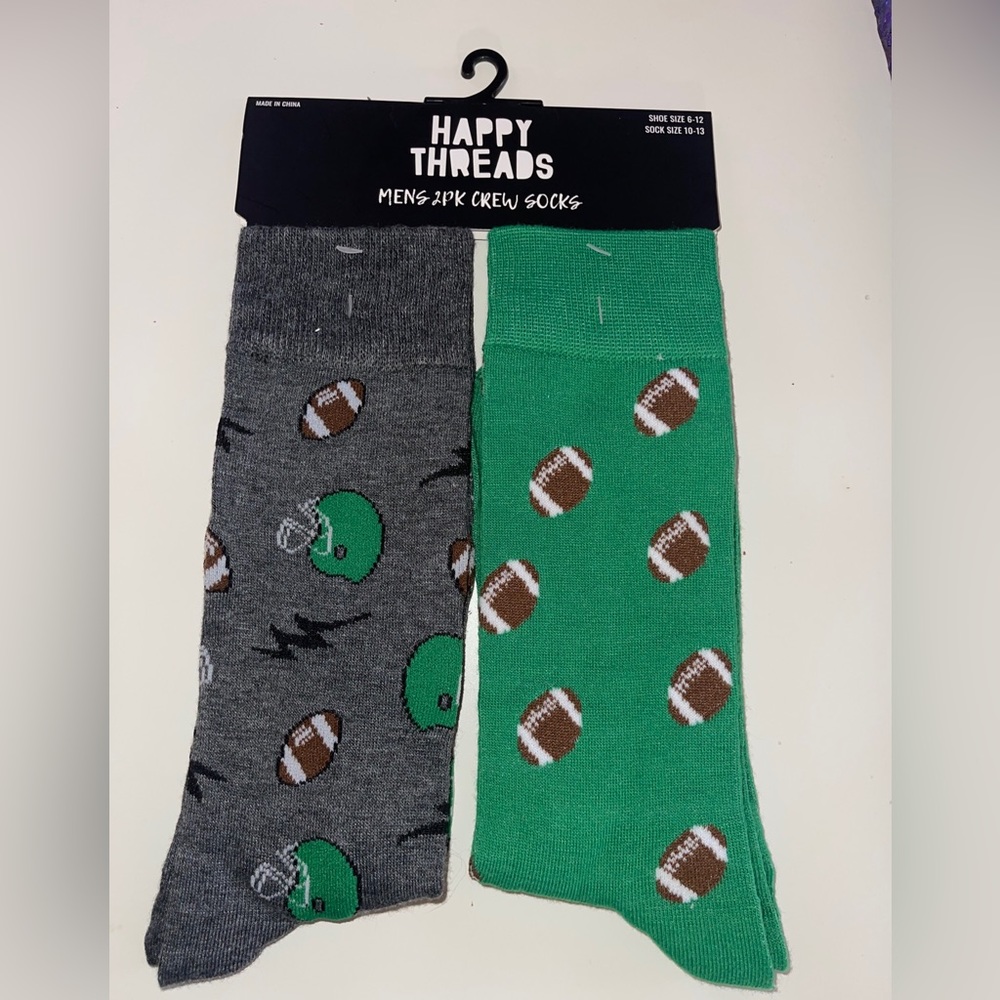 Happy Threads Mens 2PK Crew Socks